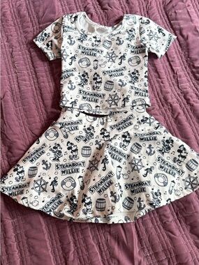 Steamboat Willie Black & White Skirt Set